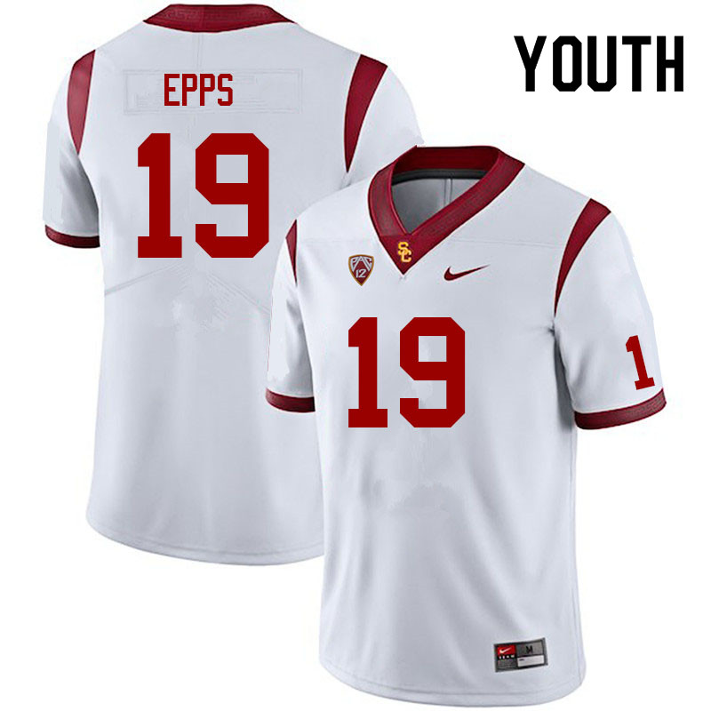 Youth #19 Malcolm Epps USC Trojans College Football Jerseys Sale-White